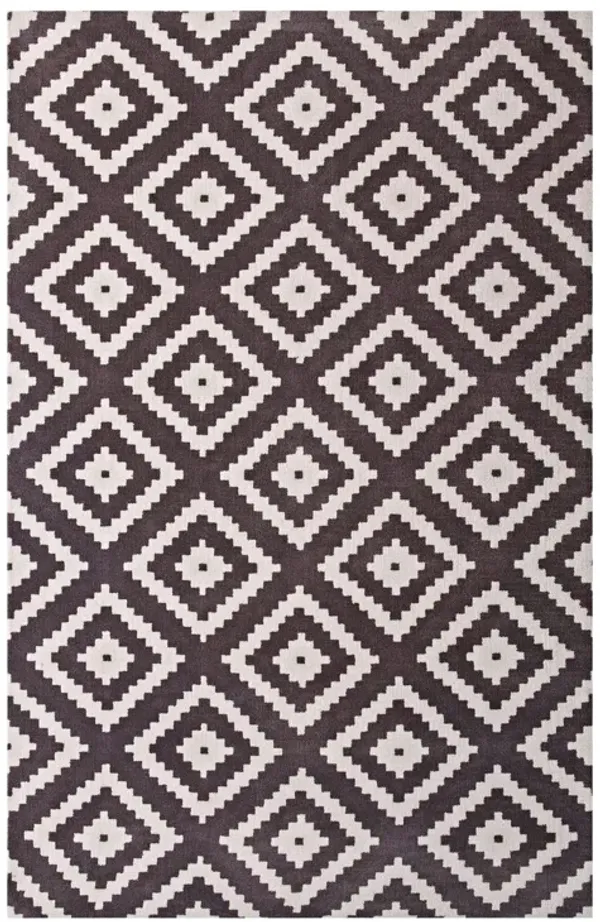 Alika Abstract Diamond Trellis Area Rug by Modway Ivory and Charcoal / 5x8
