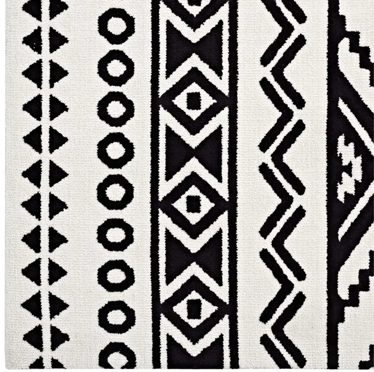 Haku Geometric Moroccan Tribal Area Rug by Modway Black and White / 5x8