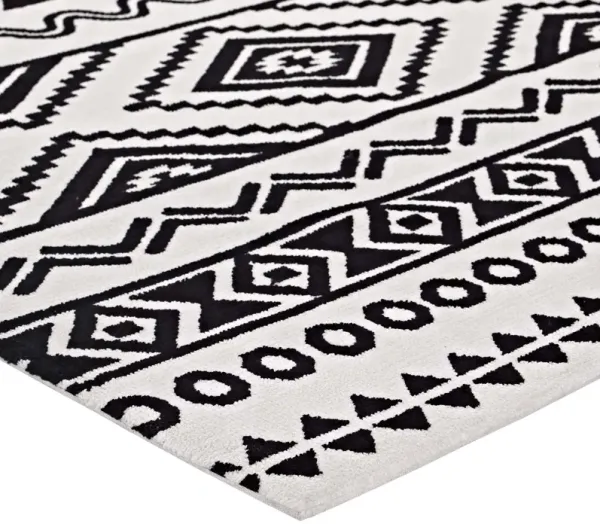 Haku Geometric Moroccan Tribal Area Rug by Modway Black and White / 8x10