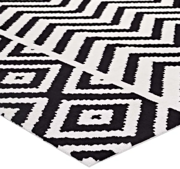 Ailani Geometric Chevron / Diamond Area Rug by Modway Black and White / 8x10