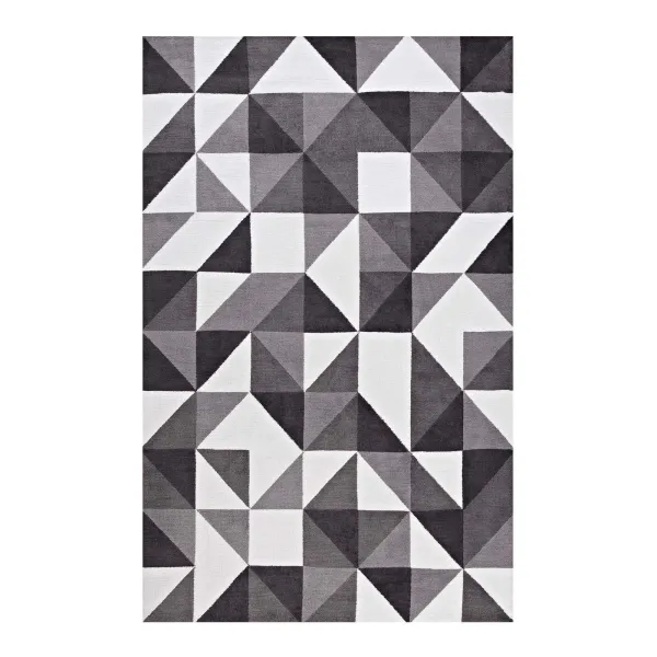 Kahula Geometric Triangle Mosaic Area Rug by Modway 8x10 / Black Gray and White