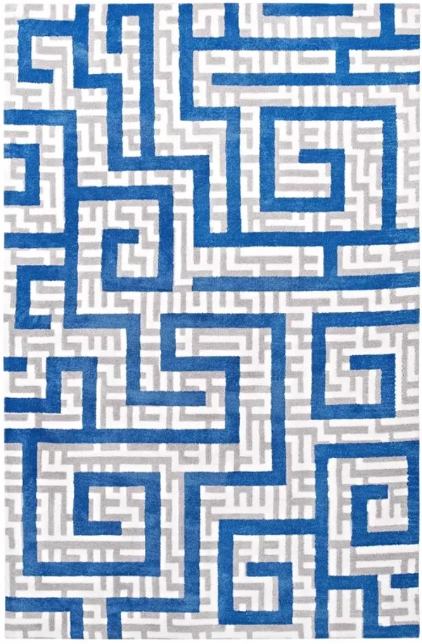 Nahia Geometric Maze Area Rug by Modway 5x8 / Ivory Light Gray and Blue