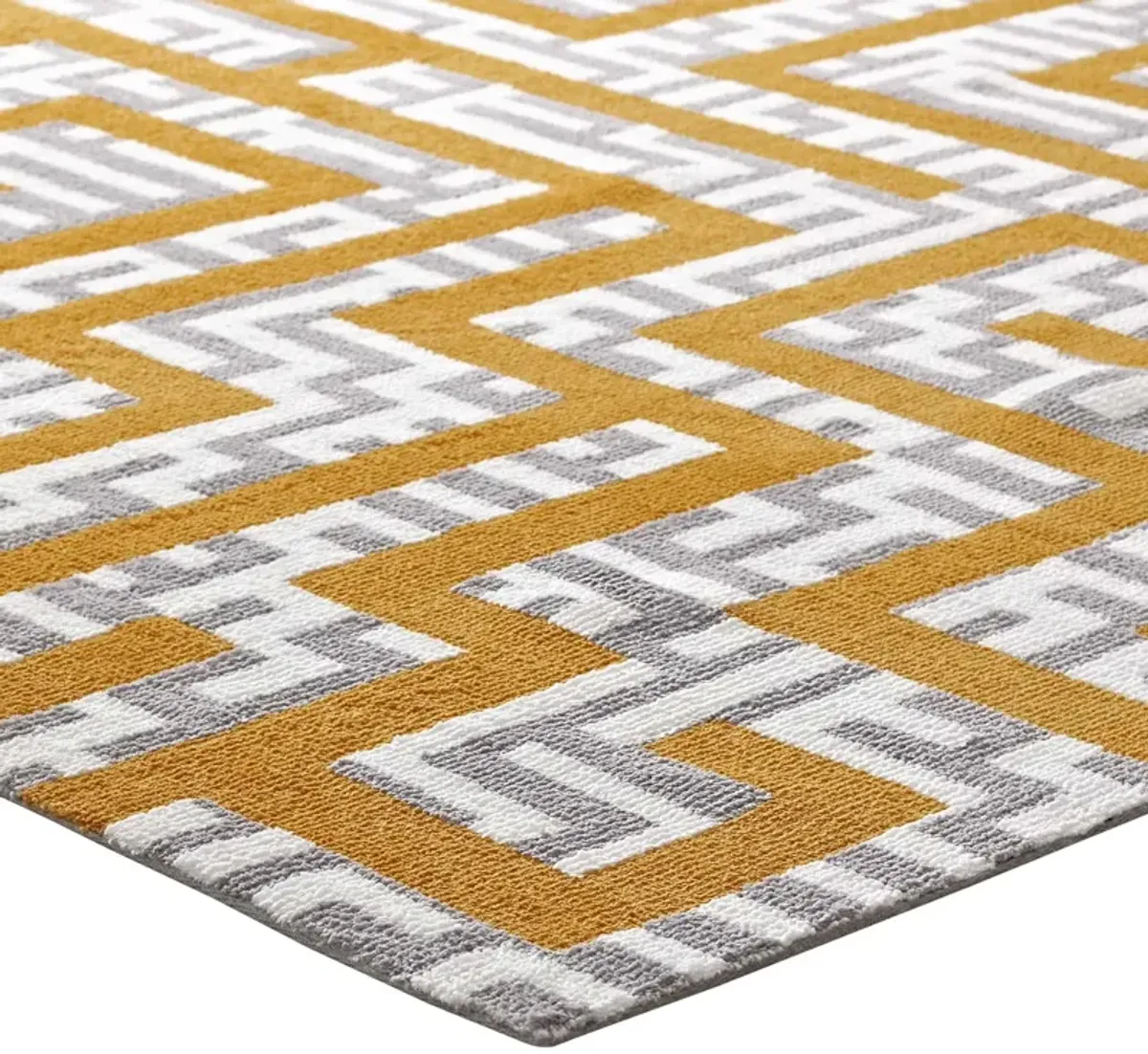 Nahia Geometric Maze Area Rug by Modway 8x10 / Ivory Light Gray and Banana Yellow