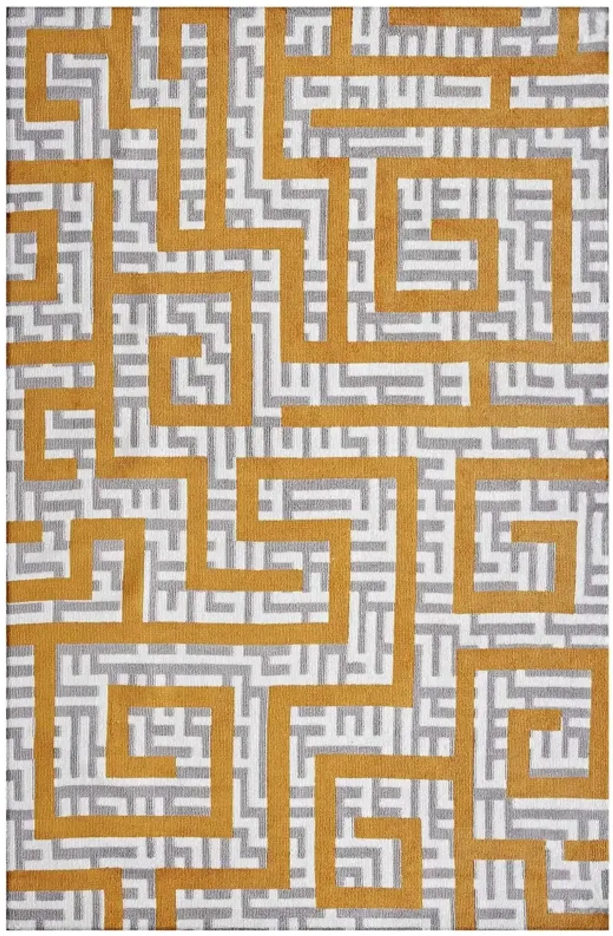 Nahia Geometric Maze Area Rug by Modway 8x10 / Ivory Light Gray and Banana Yellow