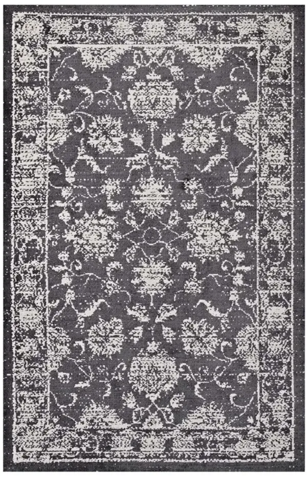 Kazia Distressed Floral Lattice Area Rug by Modway 5x8 / Dark Gray and Ivory