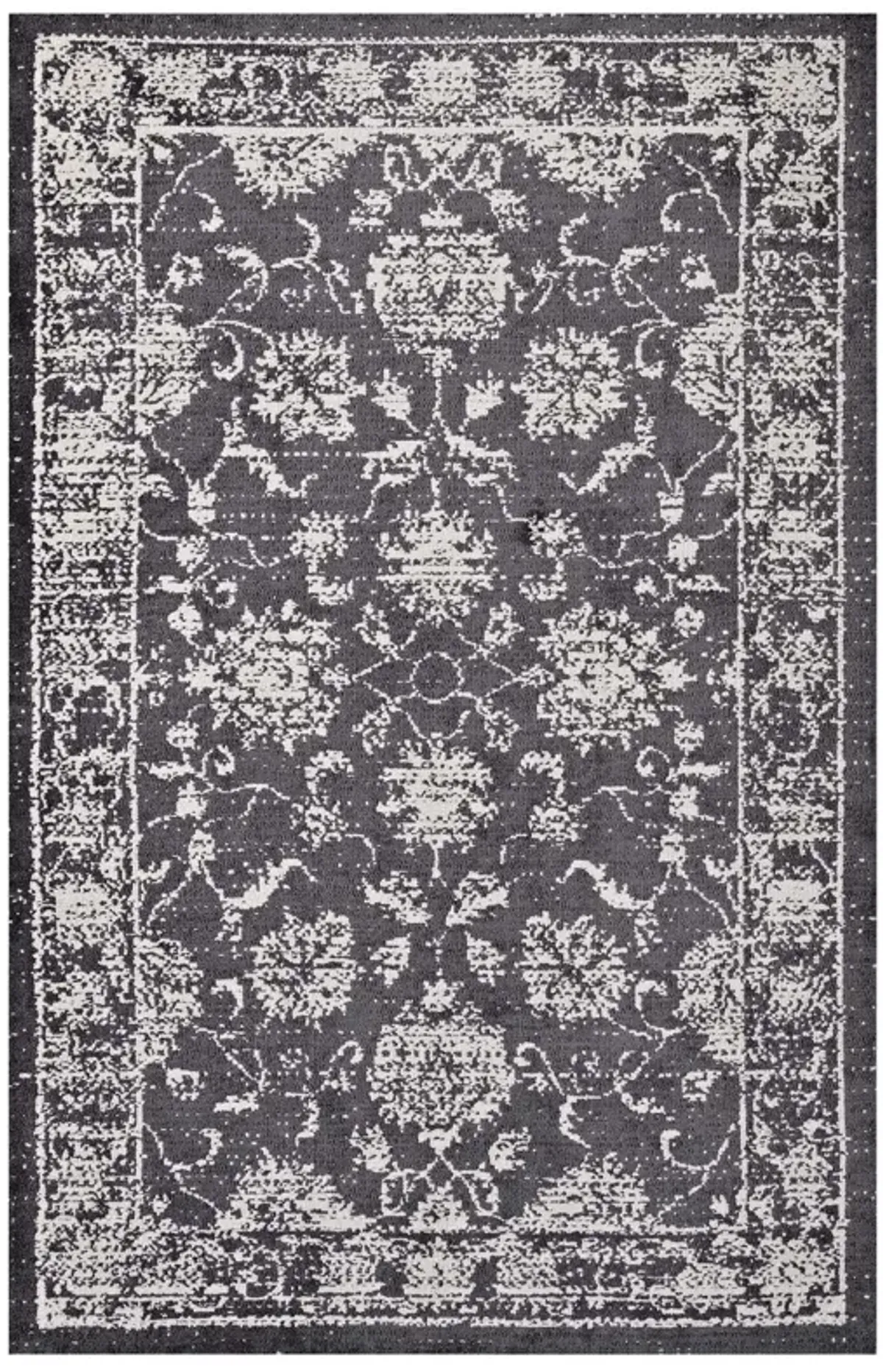 Kazia Distressed Floral Lattice Area Rug by Modway 8x10 / Dark Gray and Ivory