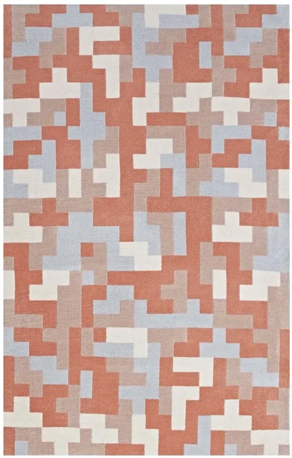 Andela Interlocking Block Mosaic Area Rug by Modway Multicolored Coral and Light Blue / 8x10