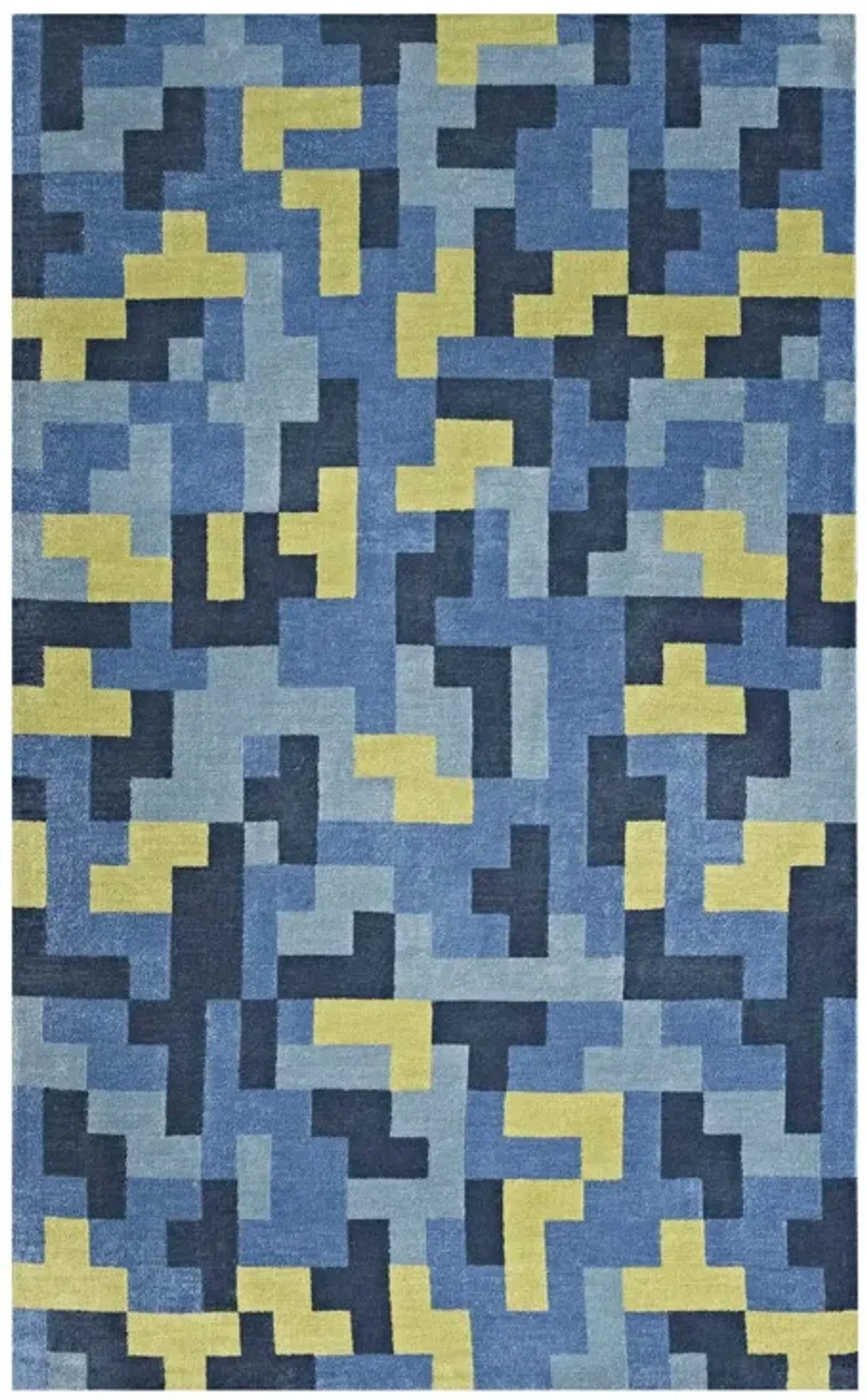 Andela Interlocking Block Mosaic Area Rug by Modway Multicolored Light and Dark Blue / 5x8