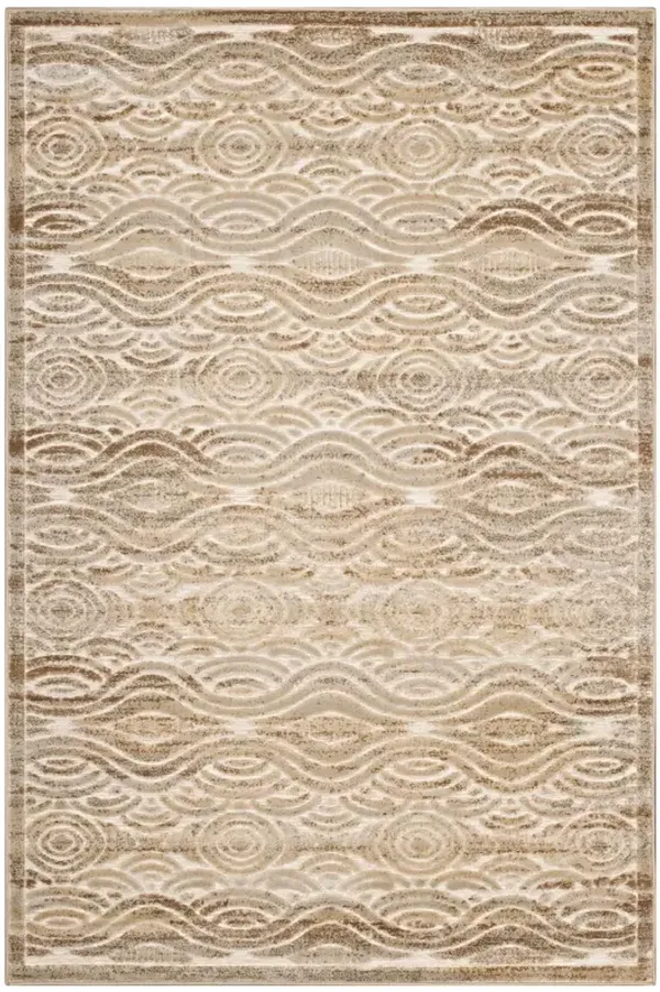 Kennocha Rustic Vintage Abstract Waves Area Rug by Modway Tan and Cream / 5x8