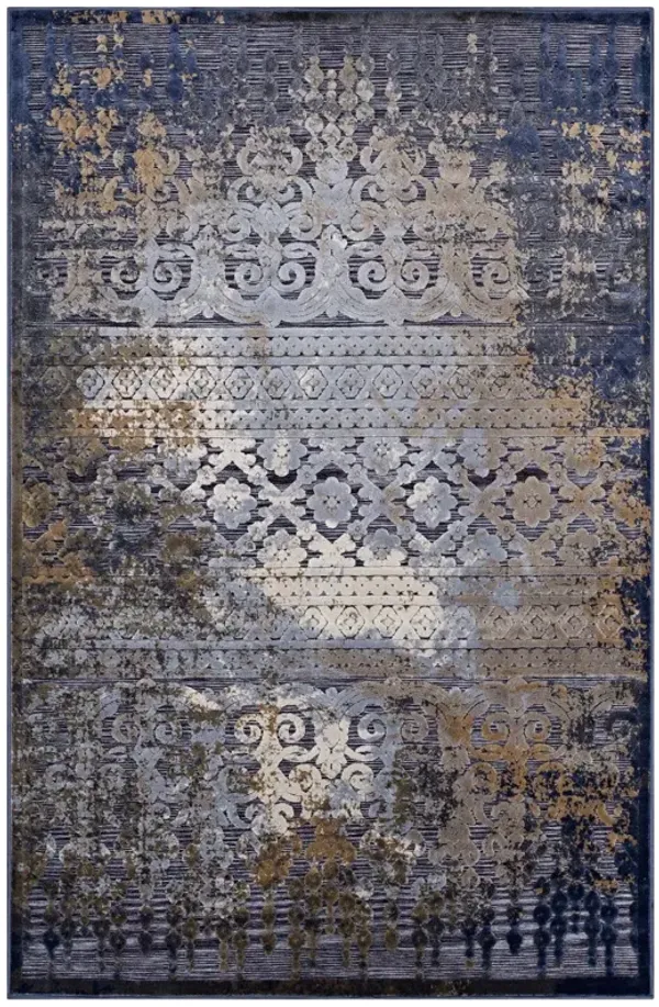 Kalene Distressed Vintage Turkish Area Rug by Modway 8x10 / Blue Rust and Cream