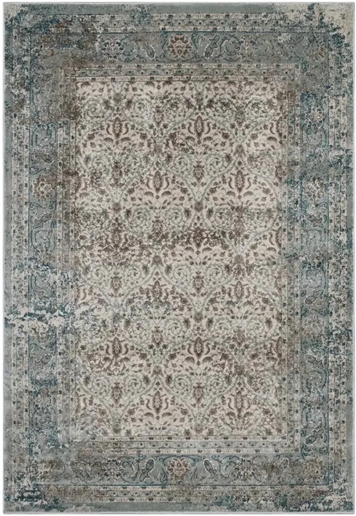 Dilys Distressed Vintage Floral Lattice Area Rug by Modway 5x8 / Teal Brown and Beige