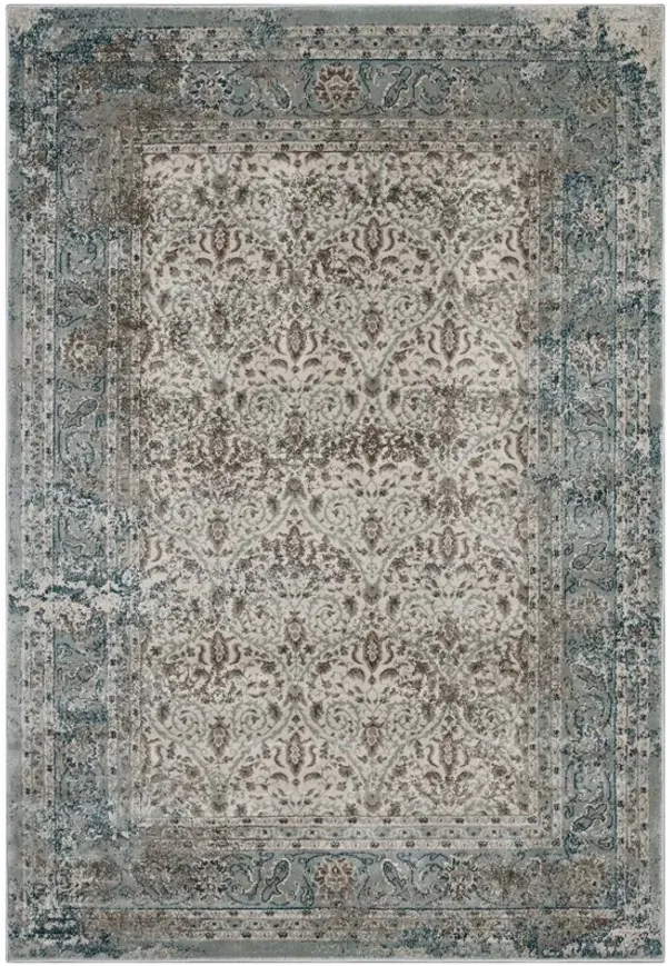Dilys Distressed Vintage Floral Lattice Area Rug by Modway 5x8 / Teal Brown and Beige