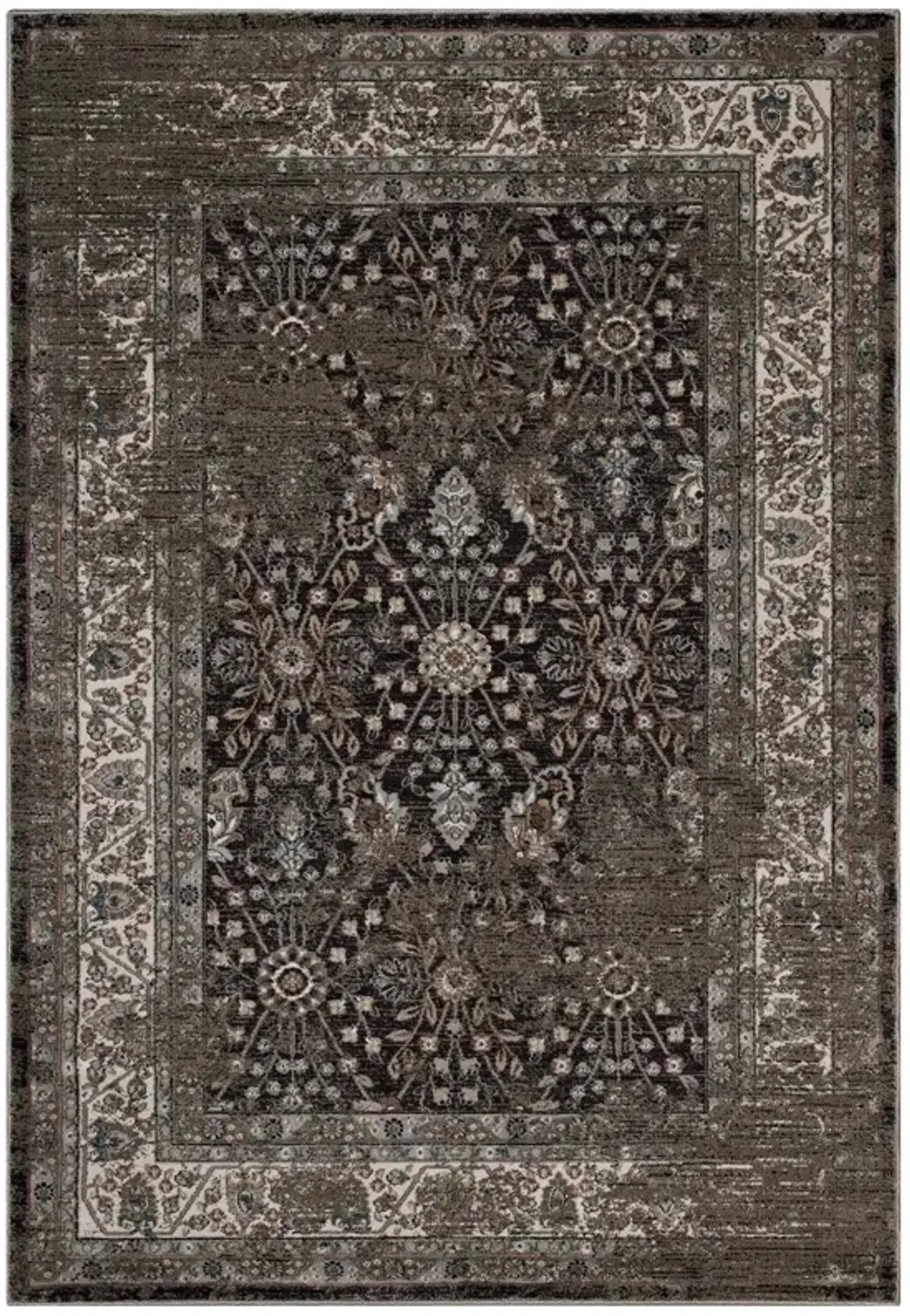Berit Distressed Vintage Floral Lattice Area Rug by Modway Brown and Beige / 5x8