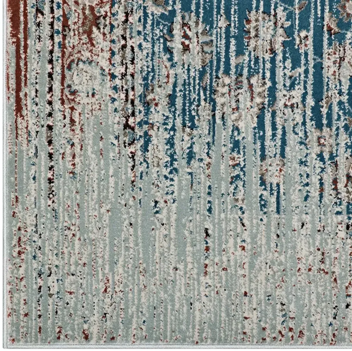 Hesper Distressed Contemporary Floral Lattice Area Rug by Modway 8x10 / Teal Beige and Brown