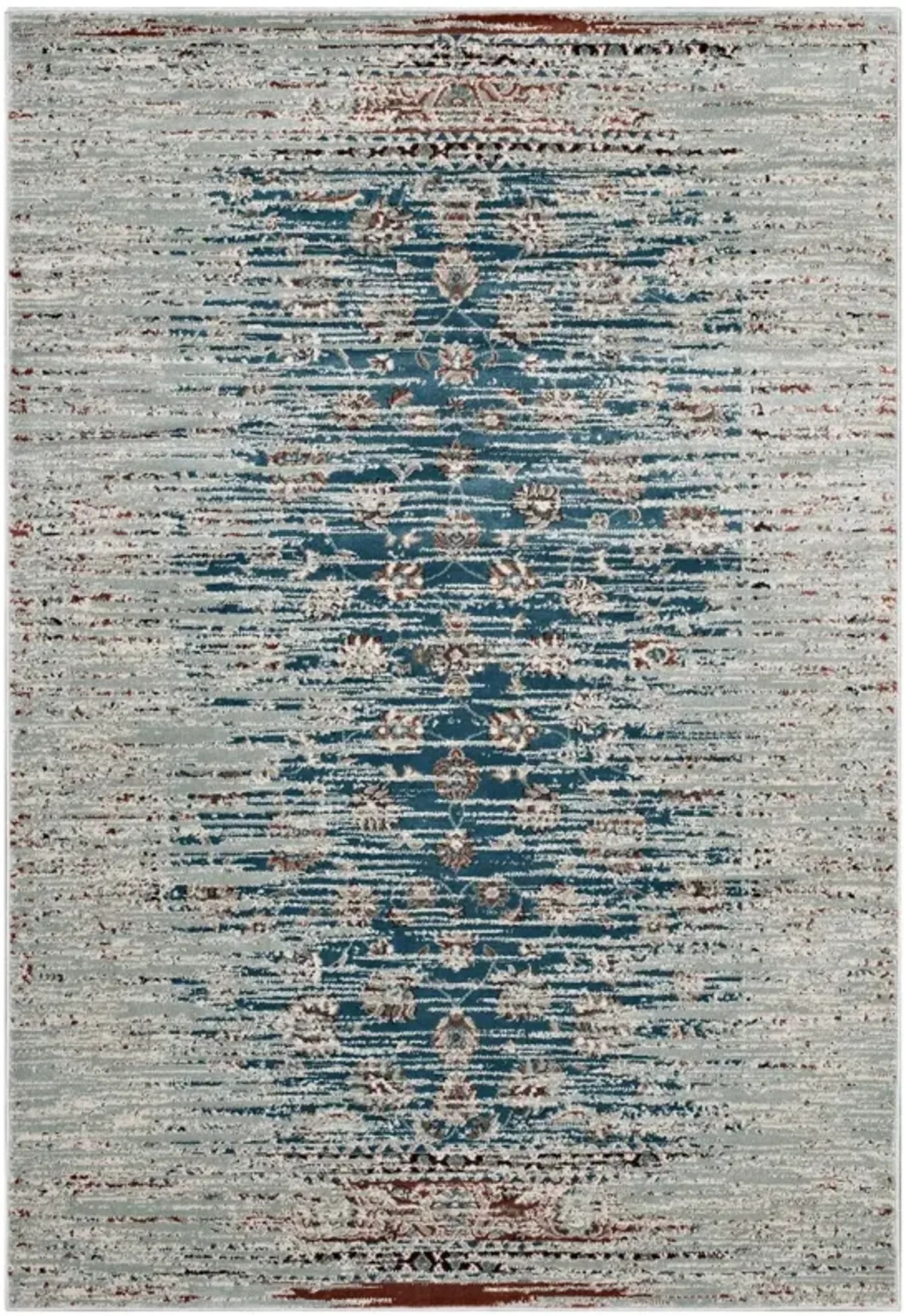 Hesper Distressed Contemporary Floral Lattice Area Rug by Modway 8x10 / Teal Beige and Brown