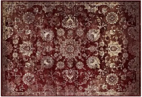 Cynara Distressed Floral Vintage Medallion Area Rug by Modway 5x8 / Burgundy and Beige