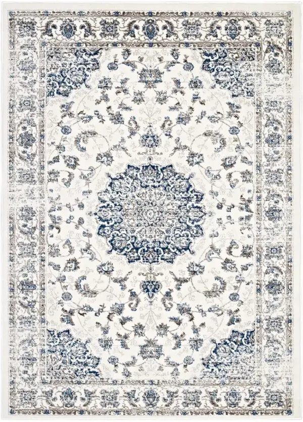 Lilja Distressed Vintage Medallion Area Rug by Modway 5x8 / Ivory and Moroccan Blue