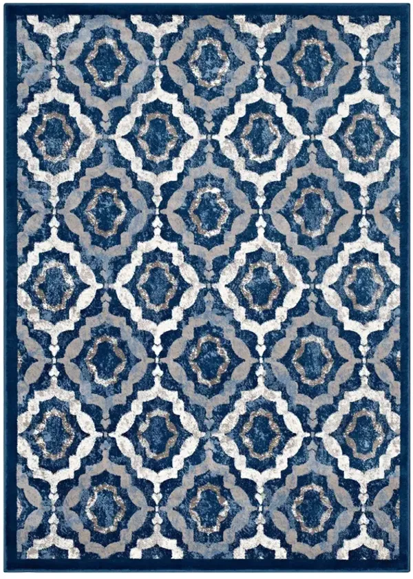 Kalinda Rustic Vintage Moroccan Trellis Area Rug by Modway 5x8 / Beige Moroccan Blue and Ivory