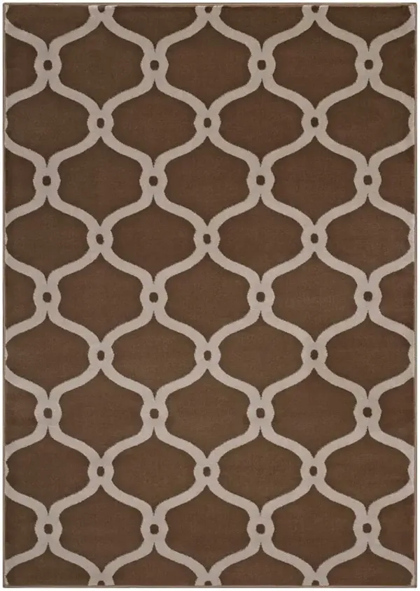 Beltara Chain Link Transitional Trellis Area Rug by Modway 5x8 / Dark Tan and Beige