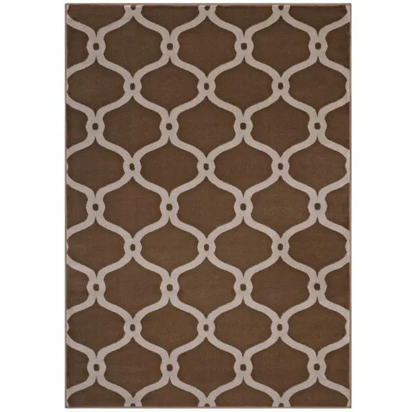 Beltara Chain Link Transitional Trellis Area Rug by Modway 8x10 / Dark Tan and Beige