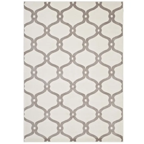 Beltara Chain Link Transitional Trellis Area Rug by Modway 5x8 / Beige and Ivory