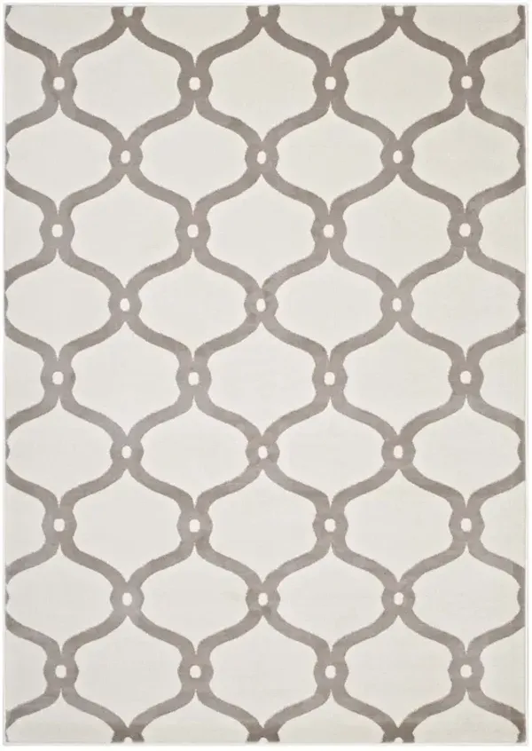 Beltara Chain Link Transitional Trellis Area Rug by Modway Beige and Ivory / 5x8