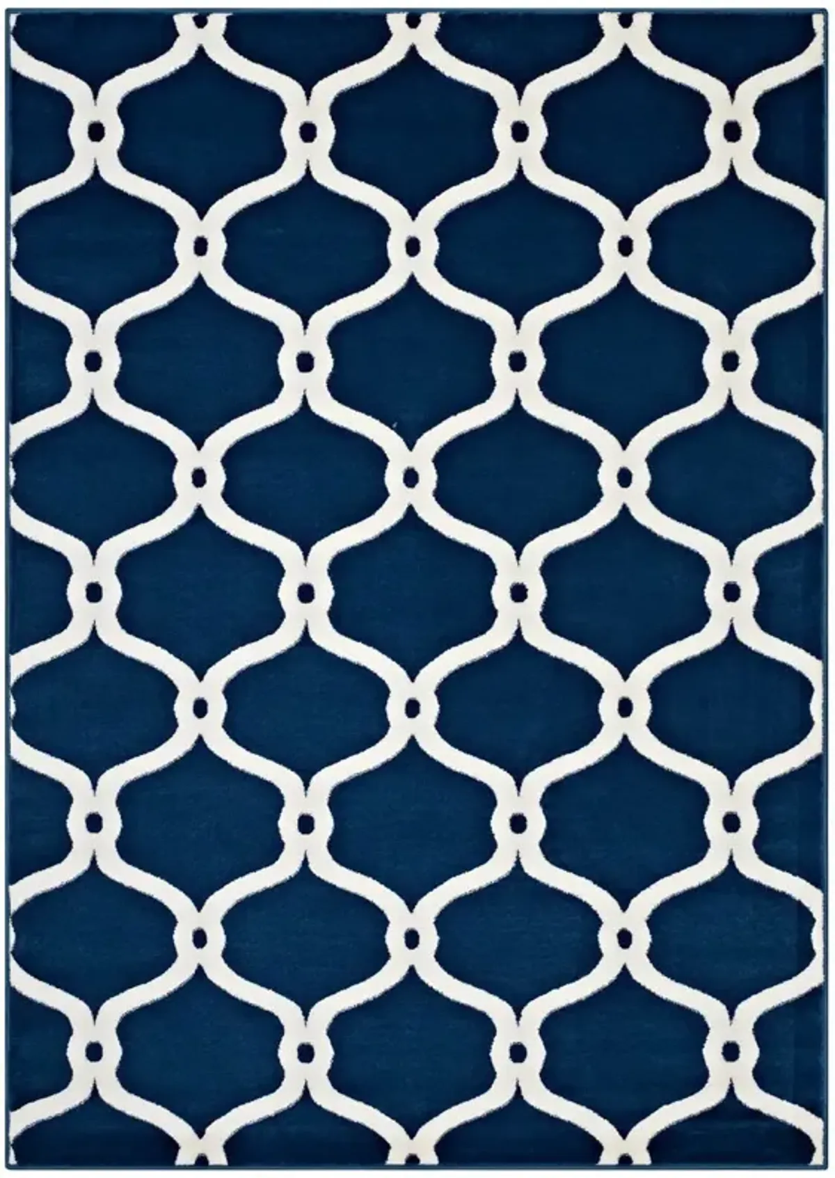 Beltara Chain Link Transitional Trellis Area Rug by Modway 8x10 / Beige and Ivory