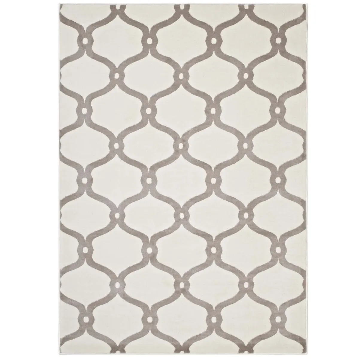 Beltara Chain Link Transitional Trellis Area Rug by Modway 8x10 / Beige and Ivory