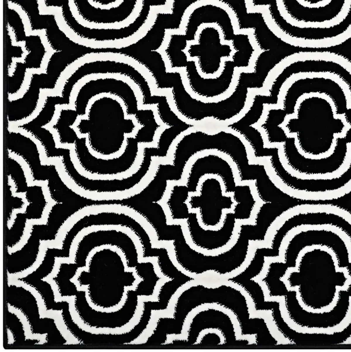 Frame Transitional Moroccan Trellis Area Rug by Modway Black and White / 8x10