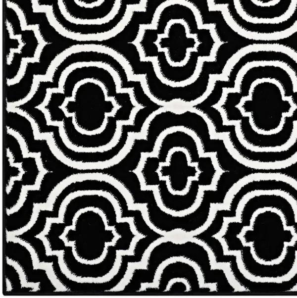 Frame Transitional Moroccan Trellis Area Rug by Modway Black and White / 8x10