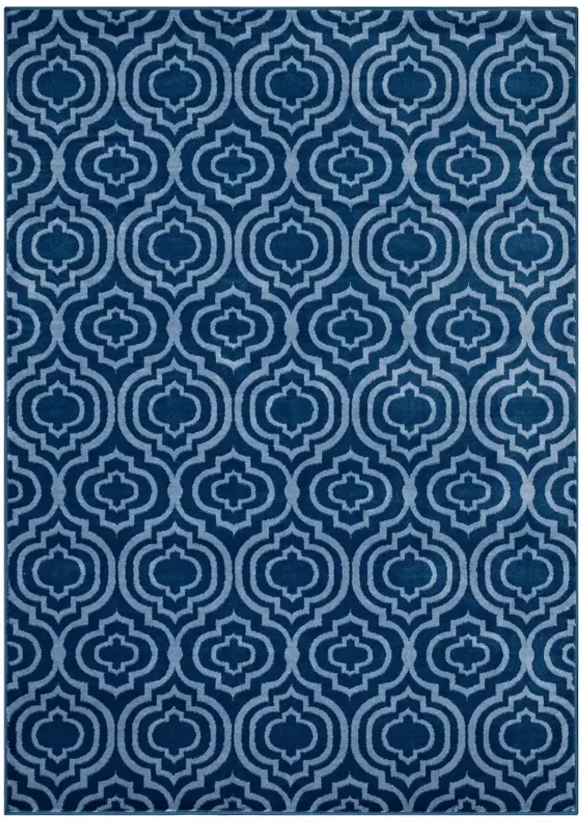 Frame Transitional Moroccan Trellis Area Rug by Modway Moroccan Blue and Light Blue / 5x8