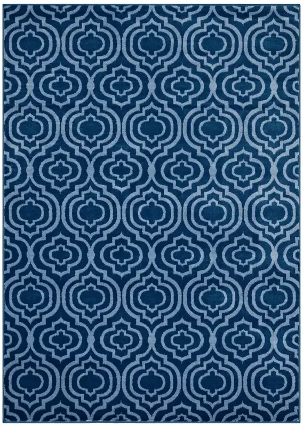 Frame Transitional Moroccan Trellis Area Rug by Modway Moroccan Blue and Light Blue / 5x8