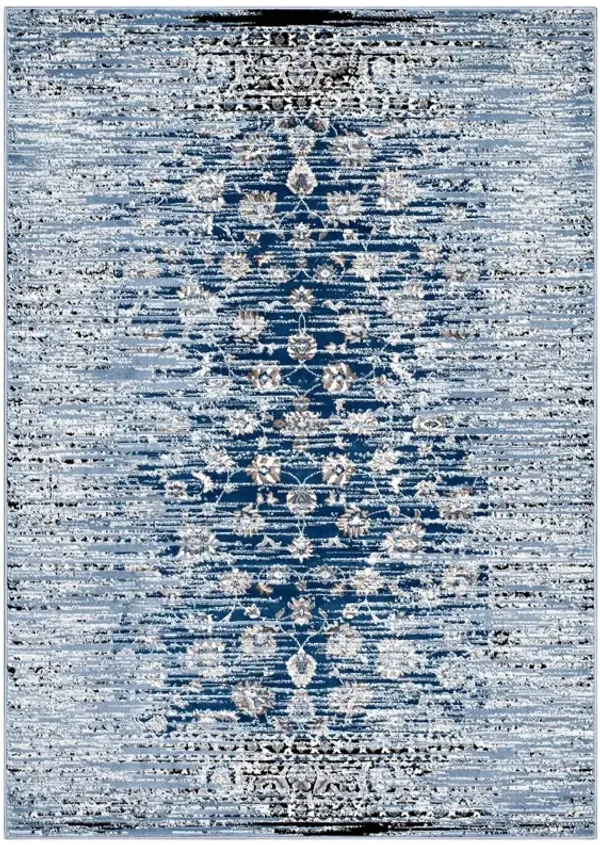 Chiara Distressed Floral Lattice Contemporary Area Rug by Modway Moroccan Blue / 5x8