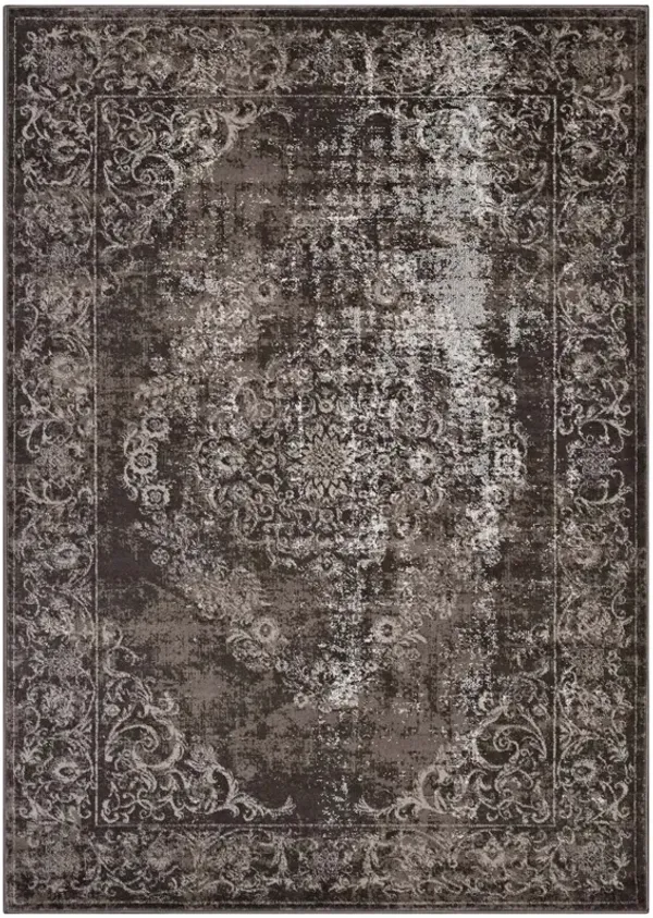 Gamela Rustic Vintage Ornate Floral Medallion Area Rug by Modway Antique Light and Dark Brown / 8x10