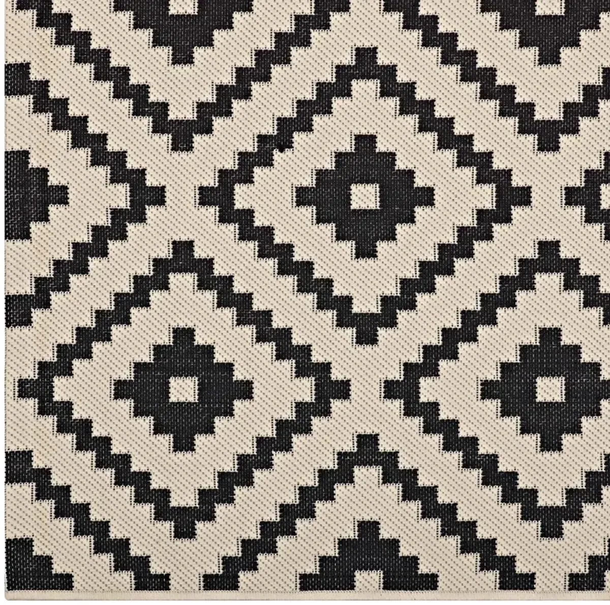 Perplex Geometric Diamond Trellis Indoor and Outdoor Area Rug by Modway Black and Beige / 8x10