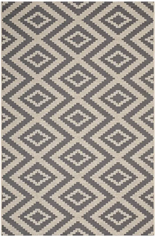 Jagged Geometric Diamond Trellis Indoor and Outdoor Area Rug by Modway Gray and Beige / 5x8