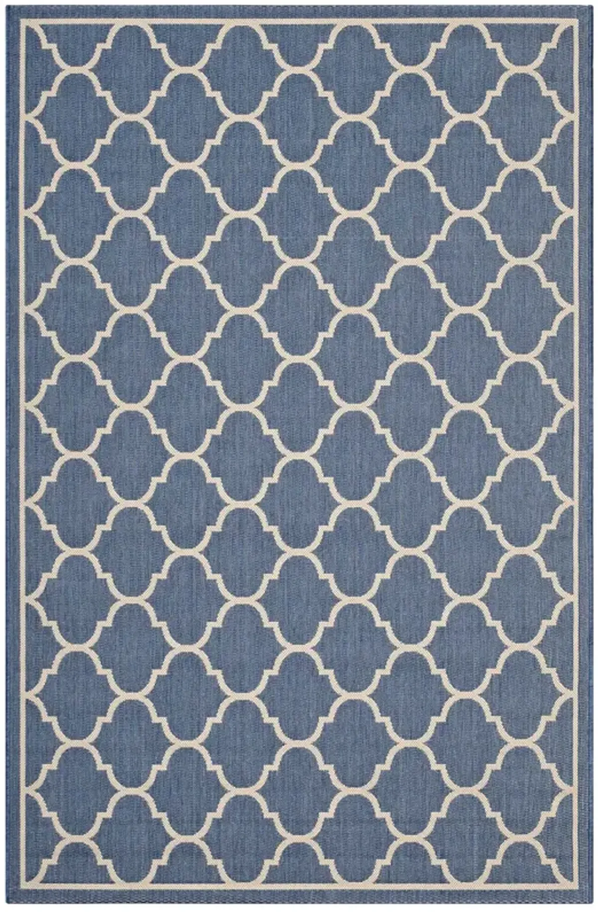 Avena Moroccan Quatrefoil Trellis Indoor and Outdoor Area Rug by Modway Blue and Beige / 8x10
