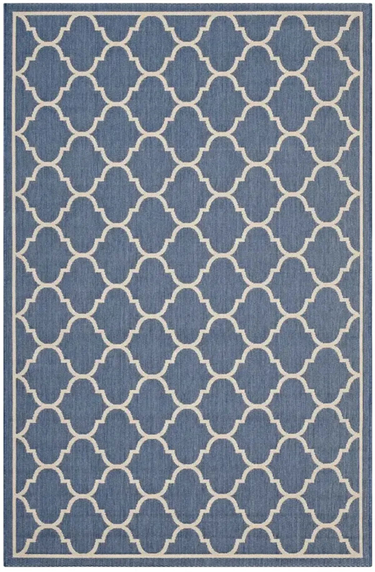 Avena Moroccan Quatrefoil Trellis Indoor and Outdoor Area Rug by Modway Blue and Beige / 8x10