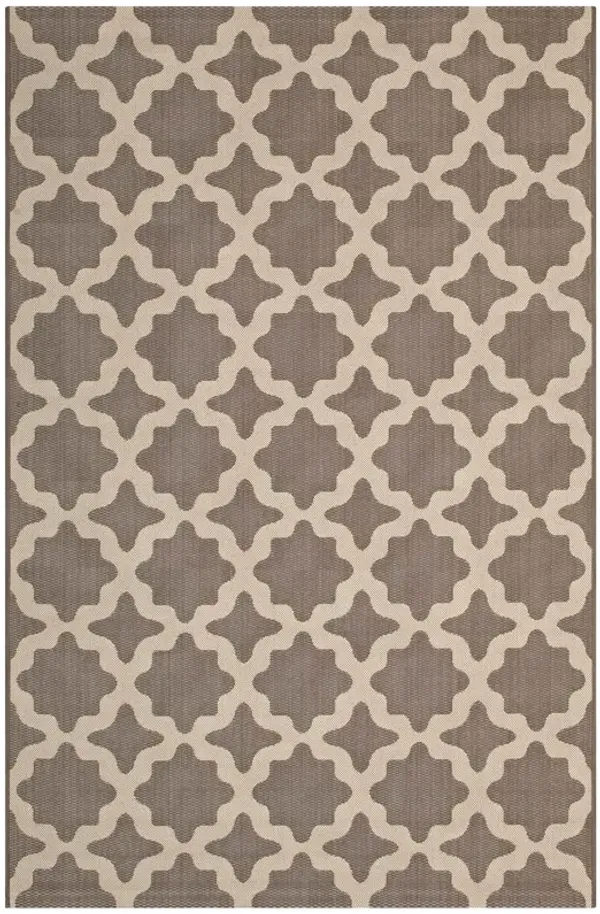 Cerelia Moroccan Trellis Indoor and Outdoor Area Rug by Modway Light and Dark Beige / 8x10