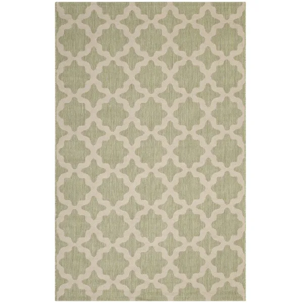 Cerelia Moroccan Trellis Indoor and Outdoor Area Rug by Modway Beige and Light Green / 5x8