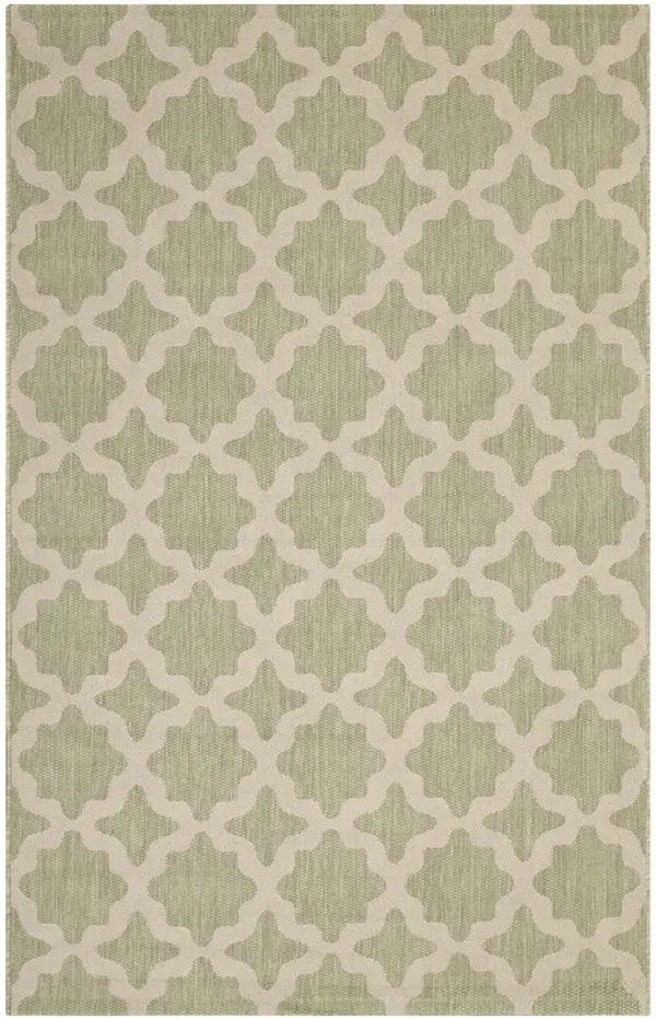 Cerelia Moroccan Trellis Indoor and Outdoor Area Rug by Modway Beige and Light Green / 9x12
