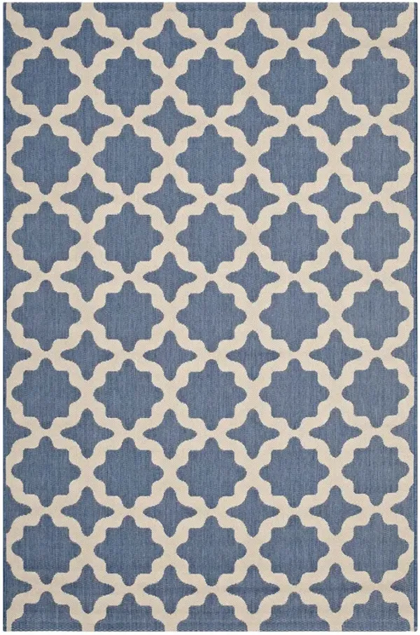 Cerelia Moroccan Trellis Indoor and Outdoor Area Rug by Modway Blue and Beige / 5x8