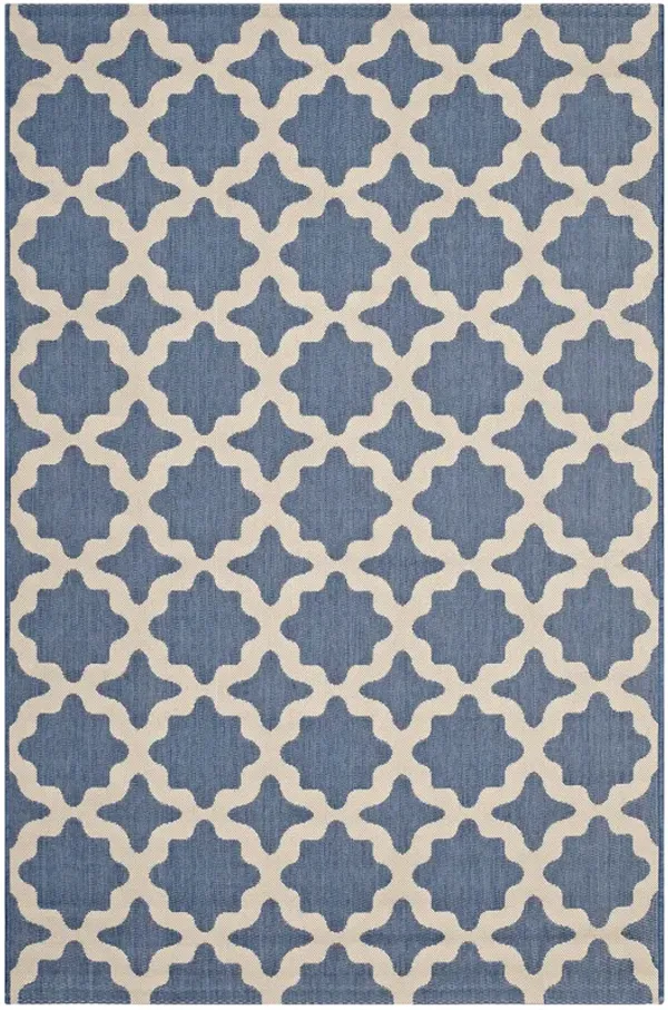 Cerelia Moroccan Trellis Indoor and Outdoor Area Rug by Modway Blue and Beige / 9x12