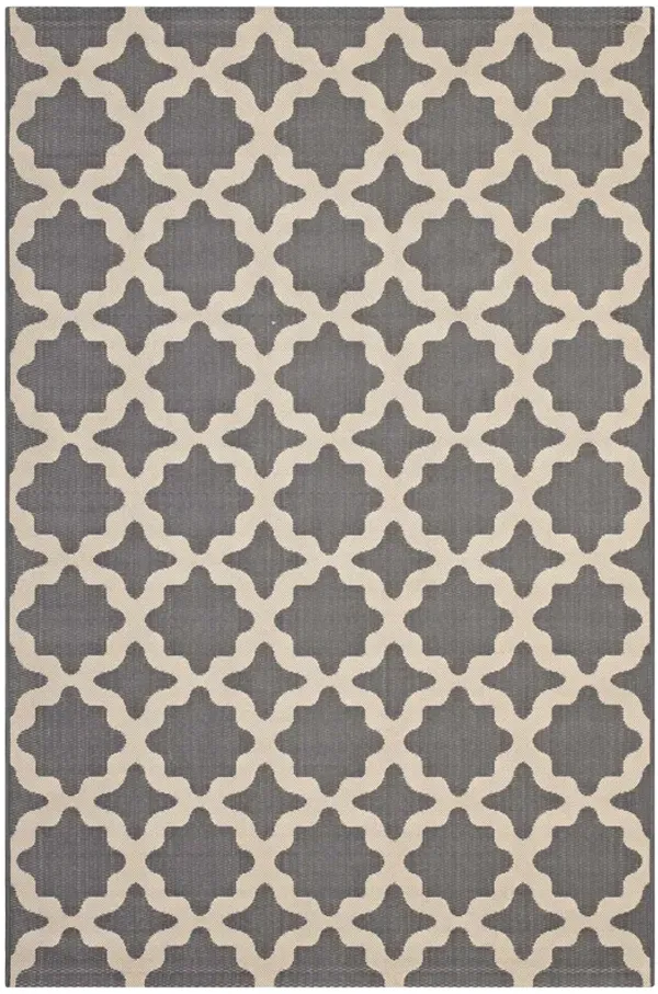 Cerelia Moroccan Trellis Indoor and Outdoor Area Rug by Modway Gray and Beige / 4x6