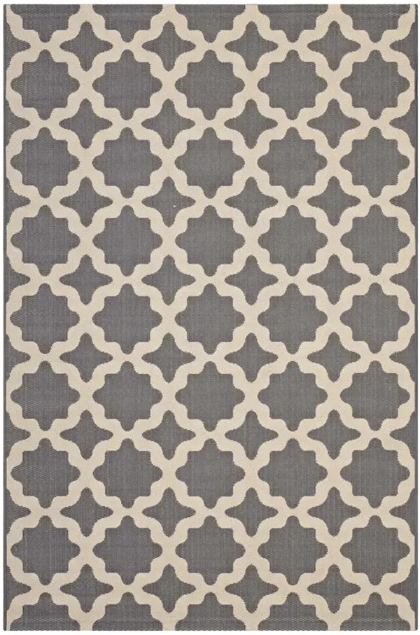 Cerelia Moroccan Trellis Indoor and Outdoor Area Rug by Modway Gray and Beige / 5x8