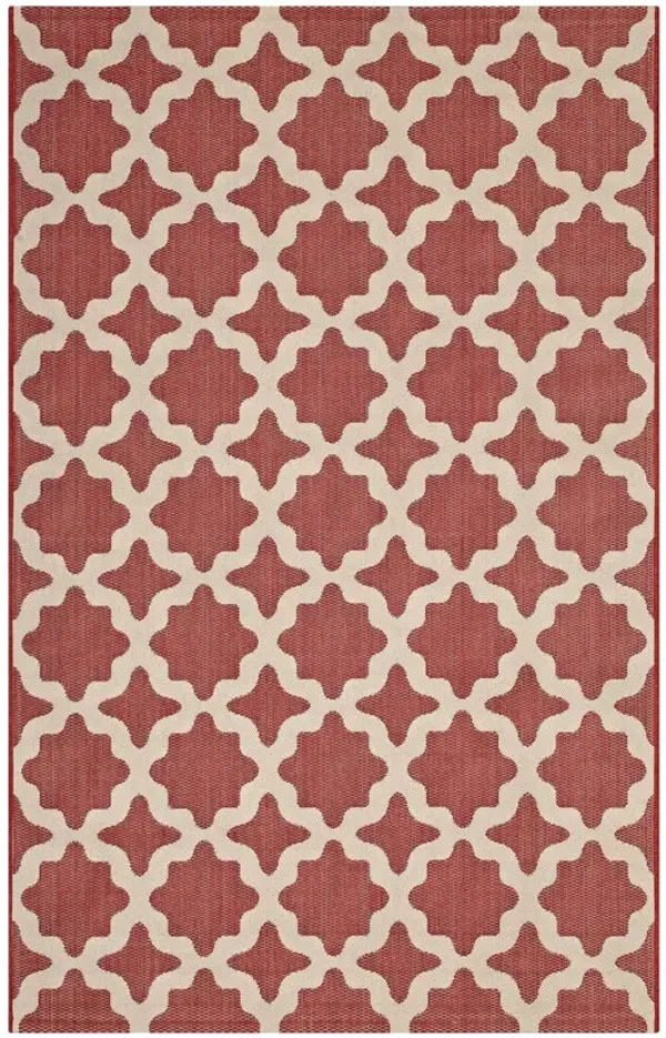 Cerelia Moroccan Trellis Indoor and Outdoor Area Rug by Modway Red and Beige / 5x8