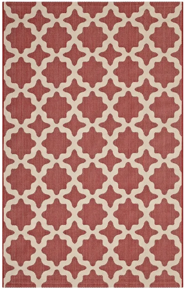 Cerelia Moroccan Trellis Indoor and Outdoor Area Rug by Modway Red and Beige / 9x12
