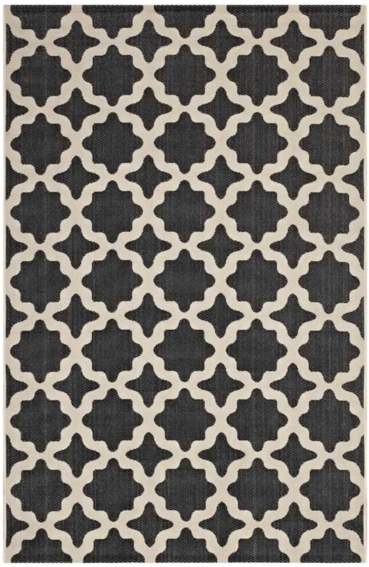 Cerelia Moroccan Trellis Indoor and Outdoor Area Rug by Modway Black and Beige / 8x10