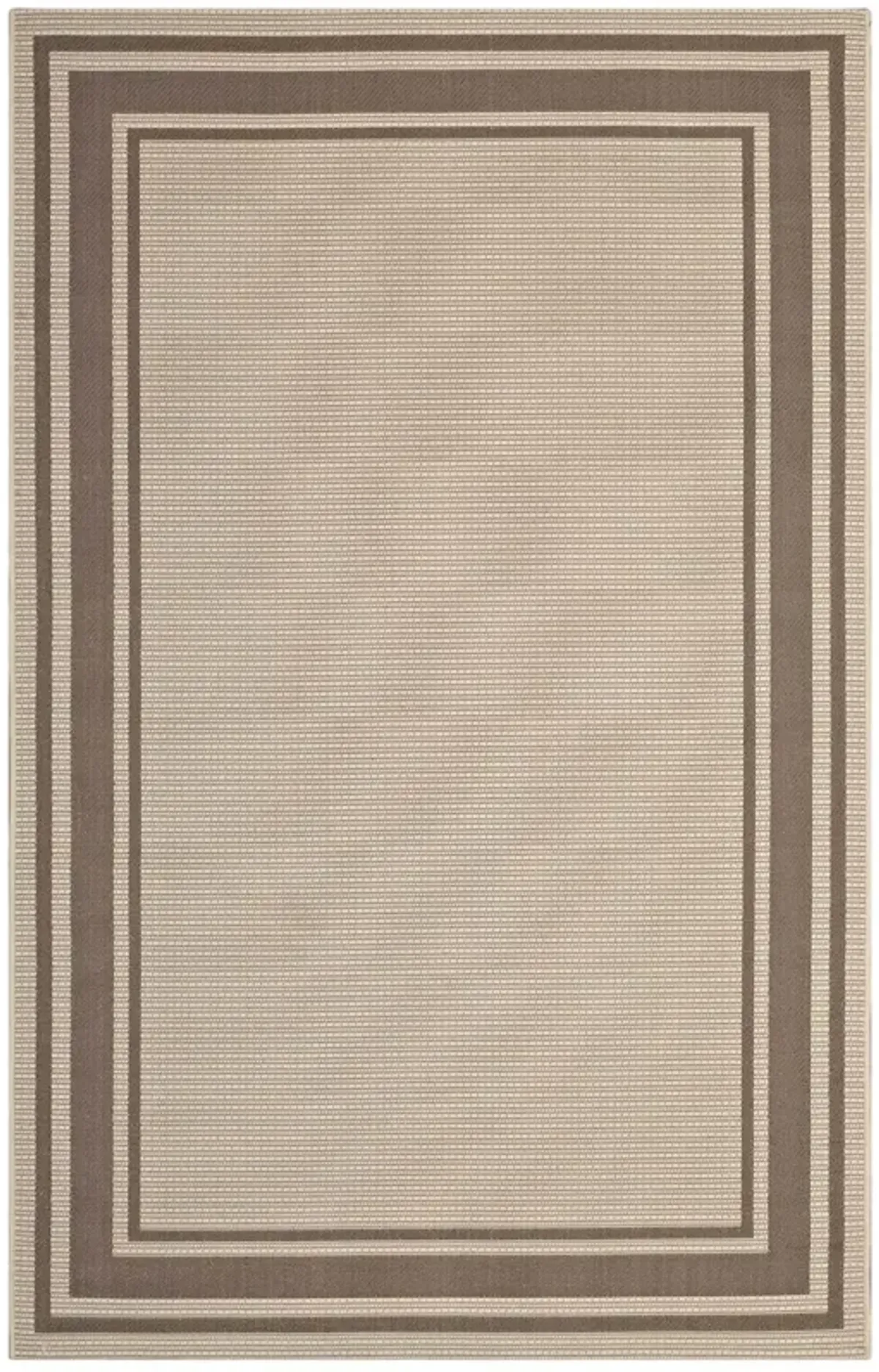 Rim Solid Border Indoor and Outdoor Area Rug by Modway Light and Dark Beige / 8x10
