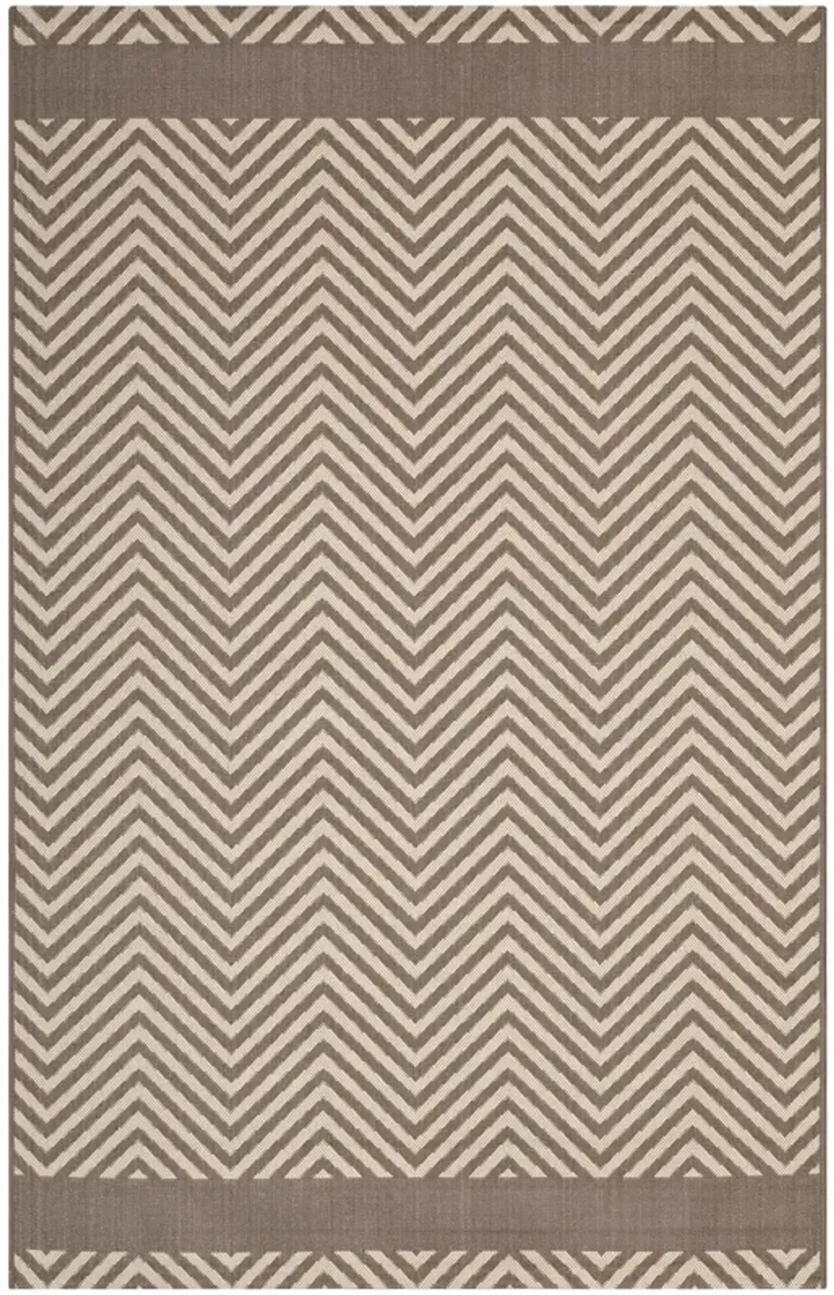 Optica Chevron With End Borders Indoor and Outdoor Area Rug by Modway Light and Dark Beige / 8x10
